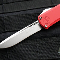 Microtech Hera II OTF Knife- MINI- Recurve Edge- Red Handle- Stonewash Blade 1705M-10 RD