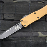 Microtech Hera II OTF Knife- MINI- Recurve Edge- Tan Handle- Black Blade 1705M-1 TA