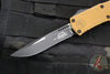 Microtech Hera II OTF Knife- MINI- Recurve Edge- Tan Handle- Black Blade 1705M-1 TA