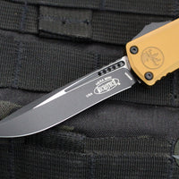 Microtech Hera II OTF Knife- MINI- Recurve Edge- Tan Handle- Black Blade 1705M-1 TA