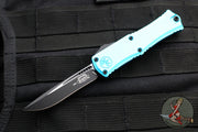 Microtech Hera II OTF Knife- MINI- Recurve Edge- Turquoise Handle- Black Blade 1705M-1 TQ