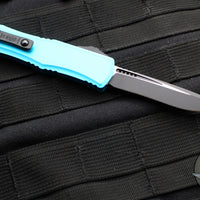Microtech Hera II OTF Knife- MINI- Recurve Edge- Turquoise Handle- Black Blade 1705M-1 TQ