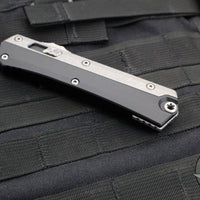 Microtech Glycon OTF Knife- Bayonet Edge- Black Handle With Bead Blast Titanium Accents and Hardware- Apocalyptic Plain Edge Blade 184-10 AP