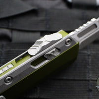 Microtech Glycon OTF Knife- Bayonet Edge- OD Green Handle With Bead Blast Titanium Accents and Hardware- Apocalyptic Plain Edge Blade 184-10 APOD