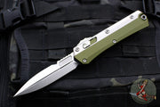 Microtech Glykon OTF Knife- Bayonet Edge- OD Green Handle With Bead Blast Titanium Accents and Hardware- Stonewash Finished Blade 184-10 OD