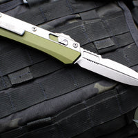 Microtech Glycon OTF Knife- Bayonet Edge- OD Green Handle With Bead Blast Titanium Accents and Hardware- Stonewash Finished Blade 184-10 OD