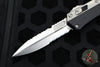 Microtech Glycon OTF Knife- Bayonet Edge- Black Handle With Bead Blast Titanium Accents and Hardware- Stonewash Full Serrated Blade 184-12