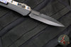 Microtech Glykon OTF Knife- Bayonet Edge- Black Handle With Tony Marfione Hand Flamed Titanium Accents and DLC Hardware- Black DLC Finished Serrated Upper Blade 184-2 DLCFA V1