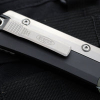 Microtech Glycon OTF Knife- Tanto Edge- Black Handle With Bead Blast Titanium Accents and Hardware- Stonewash Finished Blade 185-10