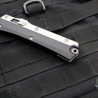 Microtech Glycon OTF Knife- Tanto Edge- Black Handle With Bead Blast Titanium Accents and Hardware- Stonewash Finished Blade 185-10