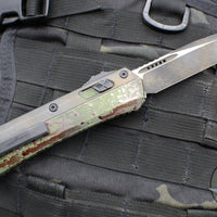 Microtech Glykon OTF Knife- Tanto Edge- Outbreak Finished Handle With Black Finished Titanium Accents and Hardware- Outbreak Finished Blade 185-1 OBS