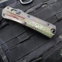 Microtech Glykon OTF Knife- Tanto Edge- Outbreak Finished Handle With Black Finished Titanium Accents and Hardware- Outbreak Finished Blade 185-1 OBS