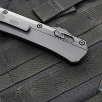 Microtech Glykon OTF Knife- Tanto Edge- Tactical- Black Handle With Black Finished Titanium Accents and Hardware- Black Finished Blade 185-1 T