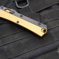 Microtech Glykon OTF Knife- Tanto Edge- Tan Handle With Black Finished Titanium Accents and Hardware- Black Finished Full Serrated Blade 185-3 TA