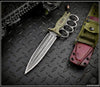 RMJ Trench Raider- Knuckle Duster Trench Knife! Acid Etched Finished- Dirty Olive G-10