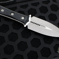 Microtech Borka SBD Fixed Blade- Double Edge- Black Handle- Apocalyptic Fixed Blade 201-10 AP