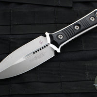 Microtech Borka SBD Fixed Blade- Double Edge- Black Handle- Stonewash Fixed Blade 201-10 2019