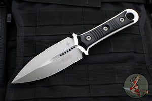 Microtech Borka SBD Fixed Blade- Double Edge- Black Handle- Stonewash Fixed Blade 201-10 2019