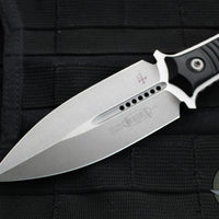 Microtech Borka SBD Fixed Blade- Double Edge- Black Handle- Stonewash Fixed Blade 201-10 2019