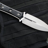 Microtech Borka SBD Fixed Blade- Double Edge- Black Handle- Stonewash Fixed Blade 201-10 2019