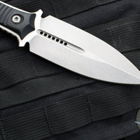 Microtech Borka SBD Fixed Blade- Double Edge- Black Handle- Stonewash Fixed Blade 201-10 2019