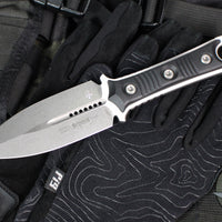 Microtech Borka SBD Fixed Blade- Double Edge- Black Handle- Stonewash Fixed Blade 201-10 2019