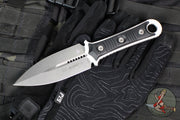 Microtech Borka SBD Fixed Blade- Double Edge- Black Handle- Stonewash Fixed Blade 201-10 2019