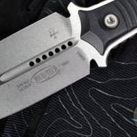 Microtech Borka SBD Fixed Blade- Double Edge- Black Handle- Stonewash Fixed Blade 201-10 2019