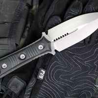Microtech Borka SBD Fixed Blade- Double Edge- Black Handle- Stonewash Fixed Blade 201-10 2019