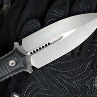 Microtech Borka SBD Fixed Blade- Double Edge- Black Handle- Stonewash Fixed Blade 201-10 2019