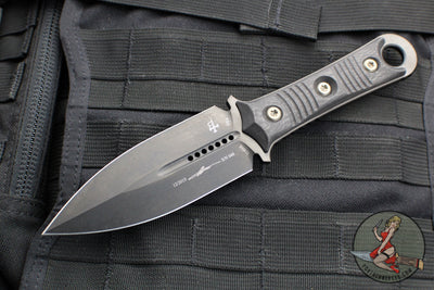 Microtech SBD Signature Series Fixed Blade Borka Collaboration- Double Edge- Carbon Fiber Handle- Black DLC Blade 201-1 DLCS SN048 2019