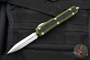 Microtech Makora- Double Edge- OD Green With Stonewash Part Serrated Edge 206-11 ODS