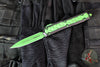 Microtech Makora- Double Edge- Black Handle- Green Mamba Metal Bubble Inlay- Green Mamba Finished Plain Edge Blade 206-1 BIGMS