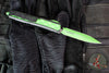 Microtech Makora- Double Edge- Black Handle- Green Mamba Metal Bubble Inlay- Green Mamba Finished Plain Edge Blade 206-1 BIGMS