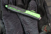 Microtech Makora- Double Edge- Black Handle- Green Mamba Metal Bubble Inlay- Green Mamba Finished Plain Edge Blade 206-1 BIGMS