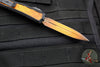 Microtech Makora- Double Edge- Black Handle- Orange Metal Bubble Inlay- Weathered Orange And Black Plain Edge 206-1 BIWORS