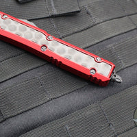 Microtech Makora- Double Edge- Red Handle- DLC Finished Bubble Inlay- Black DLC Blade And HW 206-1 DLCTRDBIS