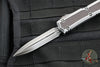 Microtech Makora- Double Edge- Mudhorn Edition- Silver Distressed Handle With Leather Inlay- Silver Distressed Plain Edge 206-1 MD