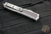 Microtech Makora- Double Edge- Mudhorn Edition- Silver Distressed Handle With Leather Inlay- Silver Distressed Plain Edge 206-1 MD