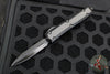 Microtech Makora OTF Knife- Double Edge- Shadow- Black Handle- Carbon Fiber Inlay- Black DLC Full Serrated Blade- Black DLC HW 206-3 DLCTCFISH