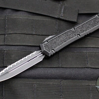 Microtech Makora- Double Edge- Tactical- Black Handle- Black Full Serrated Edge 206-3 TS