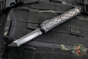 Microtech Makora- Shadow Edition- Tanto Edge- Black Handle- Black Metal Bubble Inlay- Black DLC Full Serrated Blade- Black DLC HW 207-3 DLCTBISH