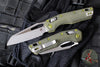 Microtech Knives- M.S.I. Ram-Lok Folder- Fluted Pattern Distressed Grenade Green Aluminum Handle- Apocalyptic Plain Edge Blade 210-10 FLDGG-U25