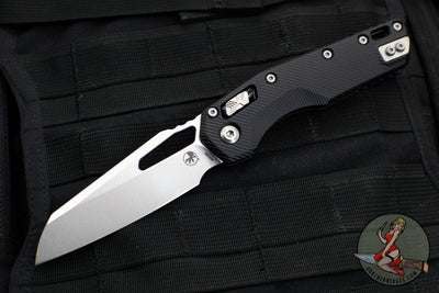 Microtech Knives- M.S.I. Ram-Lok Folder- Fluted Black Aluminum Handle- Stonewash Plain Edge Blade 210-10 FL