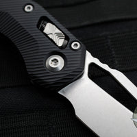 Microtech Knives- M.S.I. Ram-Lok Folder- Fluted Black Aluminum Handle- Stonewash Plain Edge Blade 210-10 FL