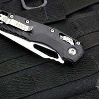 Microtech Knives- M.S.I. Ram-Lok Folder- Fluted Black Aluminum Handle- Stonewash Plain Edge Blade 210-10 FL