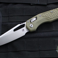 Microtech Knives- M.S.I. Ram-Lok Folder- "Lawnman" Series- Frag OD Green G-10 Handle- Stonewash Plain Edge Blade 210-10 FRGTODLM