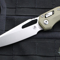 Microtech Knives- M.S.I. Ram-Lok Folder- "Lawnman" Series- Frag OD Green G-10 Handle- Stonewash Plain Edge Blade 210-10 FRGTODLM