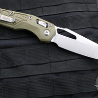 Microtech Knives- M.S.I. Ram-Lok Folder- "Lawnman" Series- Frag OD Green G-10 Handle- Stonewash Plain Edge Blade 210-10 FRGTODLM