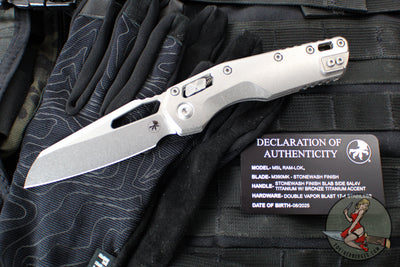 Marfione Select- M.S.I. Ram-Lok Folder- Smooth Stonewash Finished Titanium Handle- Stonewash Plain Edge Blade 210-10 MS1